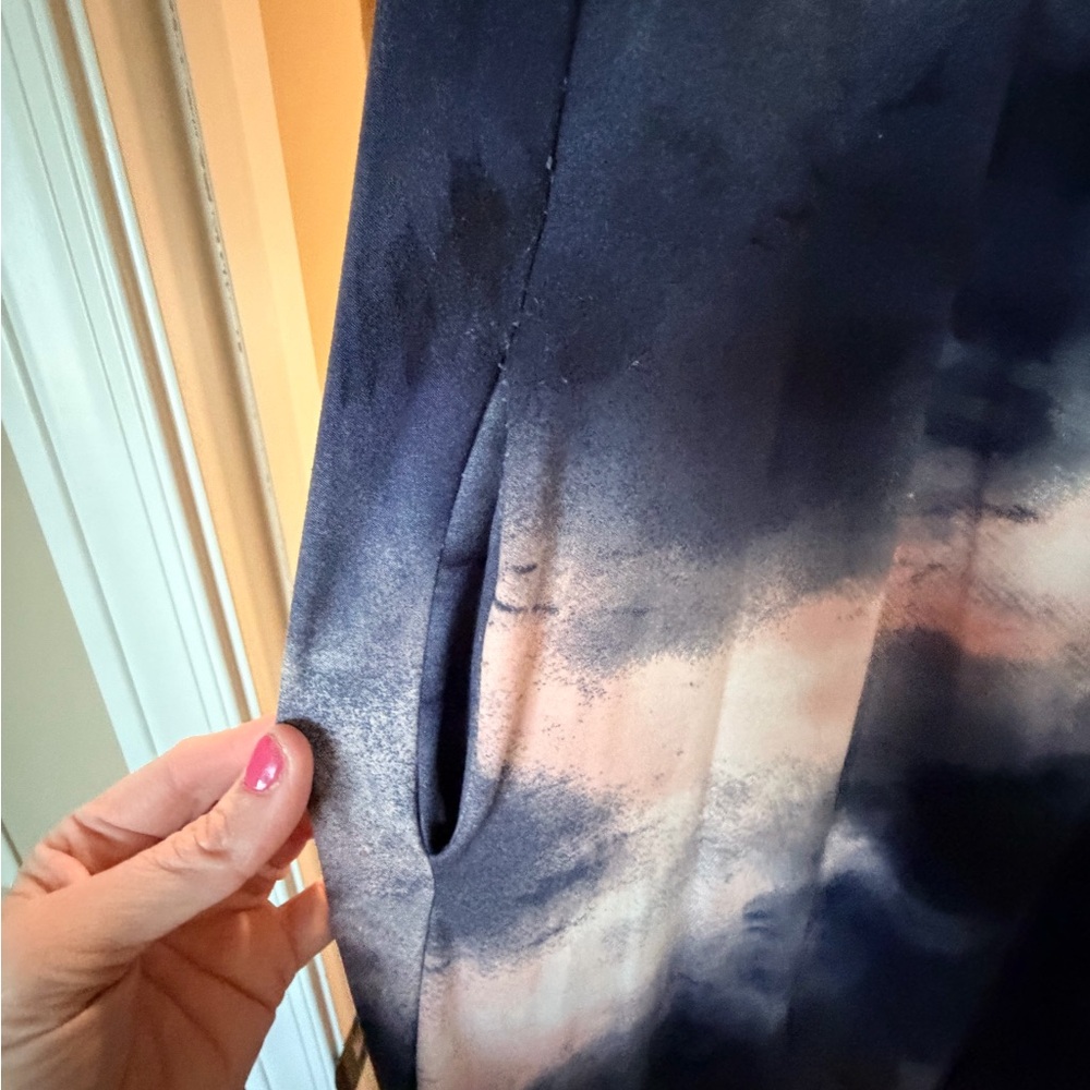 Women's Navy Tie-Dye Maxi Dress - Sleeveless V-Neck - Picture 2 of 6